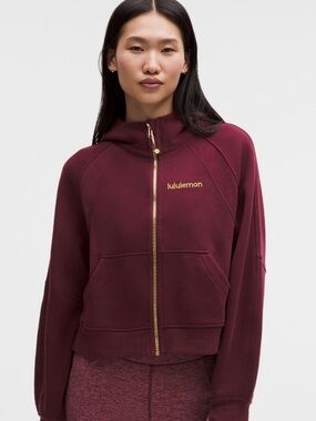 NWT Lululemon Sz XL XXL Lunar New Year Scuba Oversized Full Zip Burgundy Hoodie